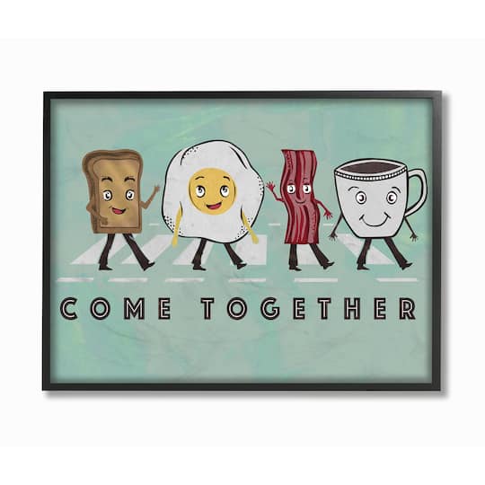 Stupell Industries Come Together Rock n Roll Breakfast Foods on Crosswalk in Black Frame Wall Art